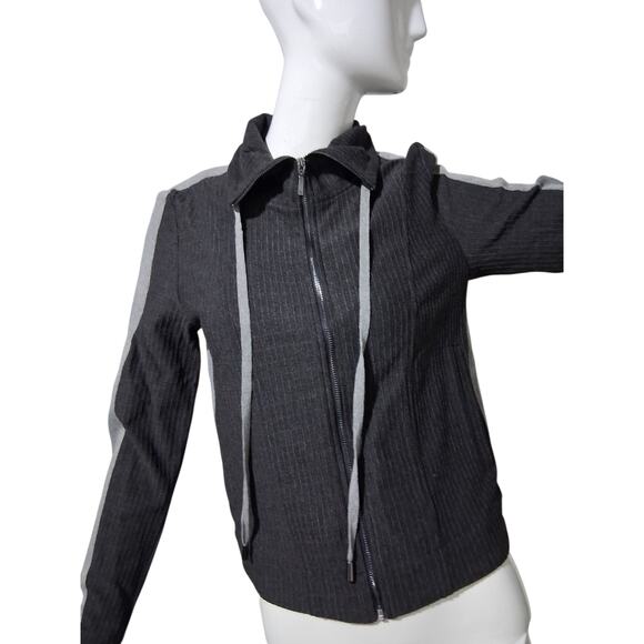 Lysse Quiet Luxury Women's Size XS Ribbed Collard Preppy Activewear Zip Jacket - Picture 4 of 11